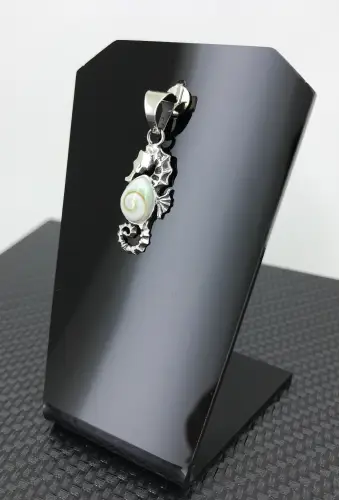 Pendentif Hippocampe Oeil de Sainte Lucie en Argent 925/1000 