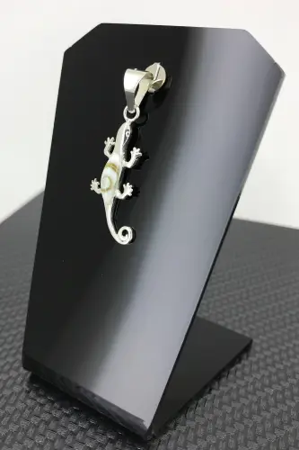 Pendentif Gecko Oeil de Sainte Lucie en Argent 92.5 