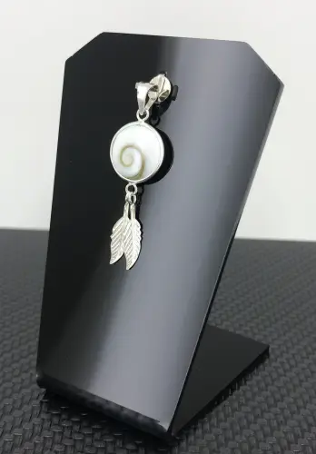 Pendentif Oeil de Sainte Lucie et Plumes en Argent 925. 