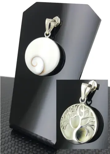 Pendentif Oeil de Sainte Lucie Dos Arbre de Vie en Argent 20 mm 