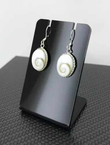 Boucles d'Oreilles Oeil de Sainte Lucie et Argent Ovales 