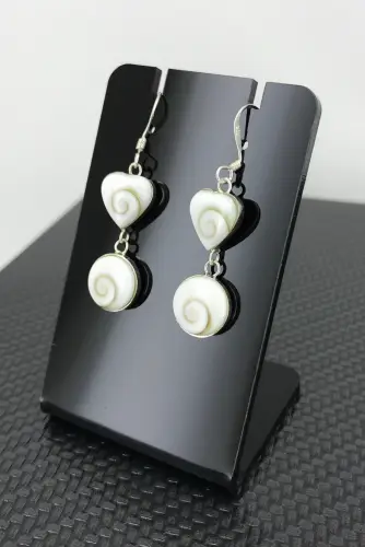 Boucles d'Oreilles Argent Oeil de Sainte Lucie Coeur et Rond 