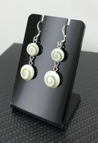 Boucles d'Oreilles Argent Oeil de Sainte Lucie Double Ronds 