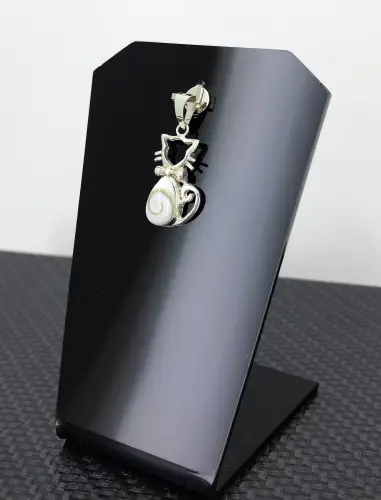 Pendentif Oeil de Sainte Lucie en Argent 925 forme Chat 