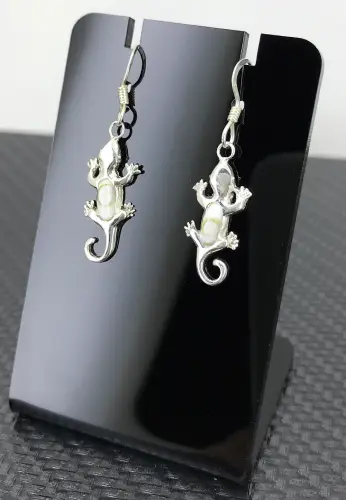 Boucles d'Oreilles Oeil de Sainte Lucie et Argent Gecko 