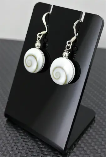 Boucles d'Oreilles Oeil de Sainte Lucie et Argent Ronds 