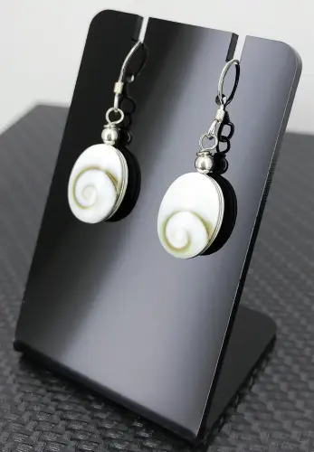 Boucles d'Oreilles Oeil de Sainte Lucie et Argent - Ovales 