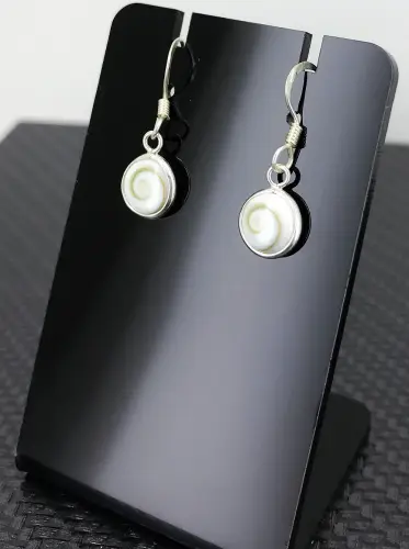 Boucles d'Oreilles Argent et Oeil de Sainte Lucie - Rondes 7 mm 