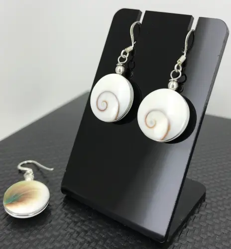 Boucles d'Oreilles Oeil de Sainte Lucie et Argent Ronds 