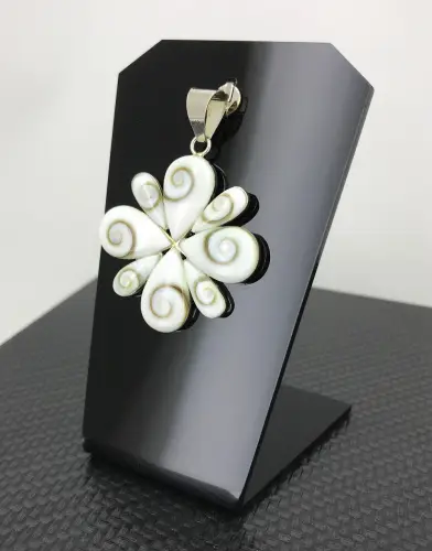 Pendentif Oeil de Sainte Lucie en Argent 92.5 forme Fleur 