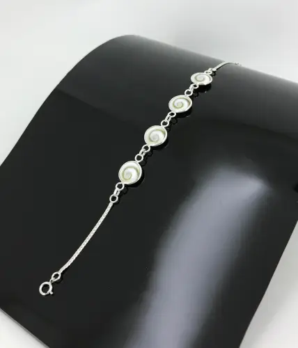 Bracelet Oeil de Sainte Lucie et Argent - 4 ronds de 10 mm 