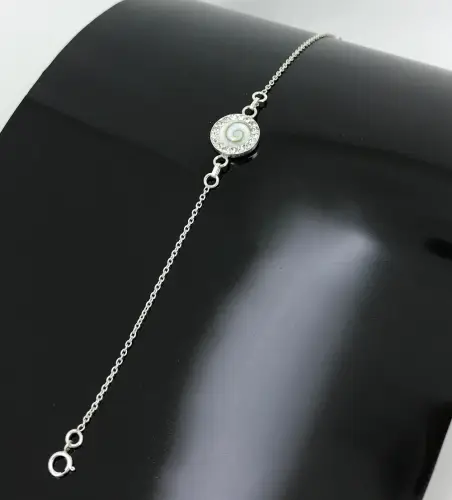 Bracelet Oeil de Sainte Lucie et Argent et Zirconium - 10 mm 