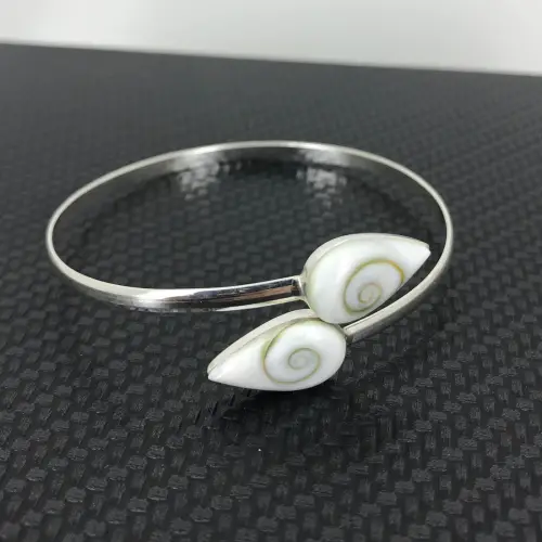 Jonc Bracelet Oeil de Sainte Lucie et Argent 