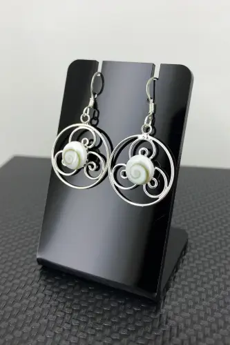 Boucles d'Oreilles Oeil de Sainte Lucie et Argent Triskèle 