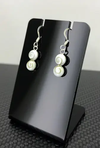 Boucles d'Oreilles Argent et Oeil de Sainte Lucie - Double Ronds 