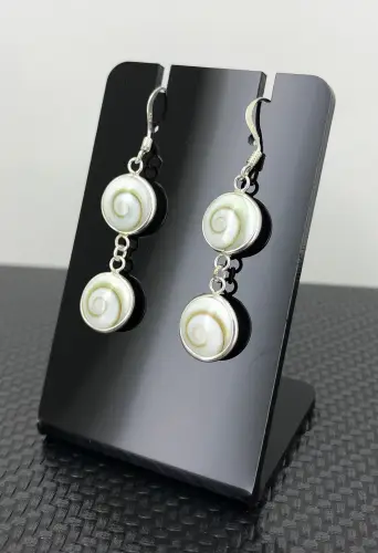 Boucles d'Oreilles Argent et Oeil de Sainte Lucie Double Ronds 