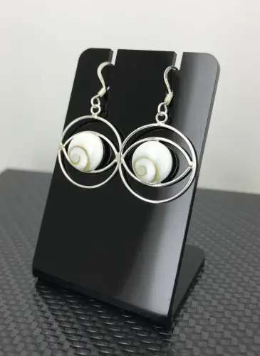 Boucles d'Oreilles Oeil de Sainte Lucie et Argent 92.5 forme Oeil 