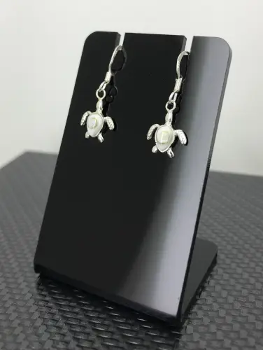 Boucles d'Oreilles Oeil de Sainte Lucie et Argent 92.5 forme Tortue 