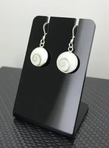 Boucles d'Oreilles Argent Oeil de Sainte Lucie Rondes 13 mm. 