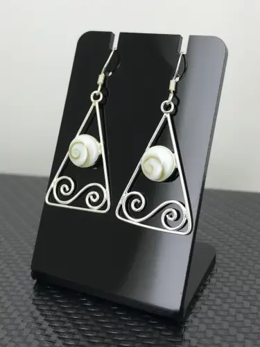 Boucles d'Oreilles Oeil de Sainte Lucie et Argent 92.5 forme Baroque 