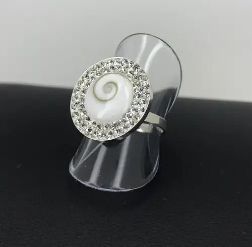 Bague Oeil de Sainte Lucie en Argent et zirconium - 20 mm 