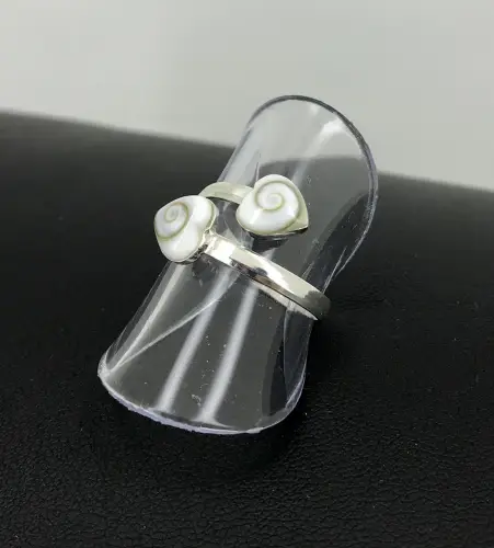 Bague Oeil de Sainte Lucie en Argent Double Coeurs 