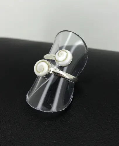 Bague Oeil de Sainte Lucie en Argent Double Ronds 