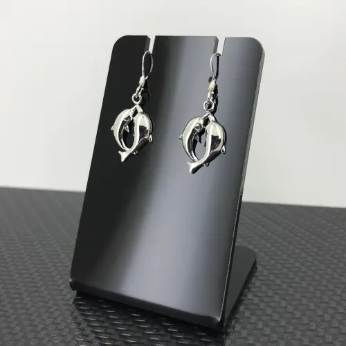 Paire de Boucles d'Oreilles Double Dauphins en Argent 92.5 