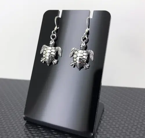 Paire de Boucles d'Oreilles Tortue en Argent 92.5 - 15 mm. 
