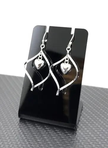 Paire de Boucles d'Oreilles Avec Coeur en Argent 925 