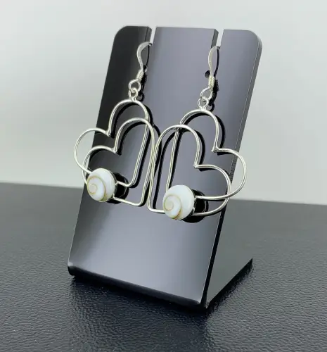 Boucles d'Oreilles Argent Oeil de Sainte Lucie Coeurs 