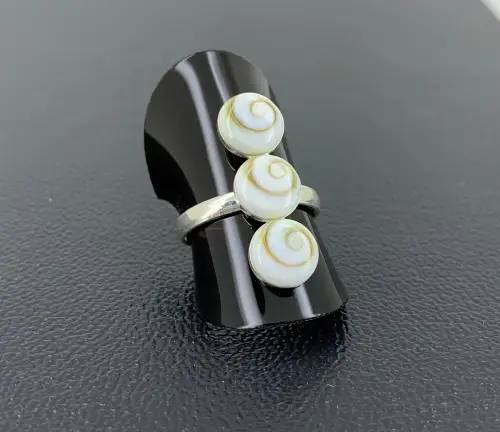 Bague Oeil de Sainte Lucie en Argent Triple Ronds 8 mm 