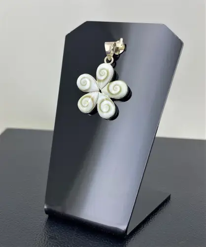 Pendentif Oeil de Sainte Lucie en Argent 92.5 forme Fleur 