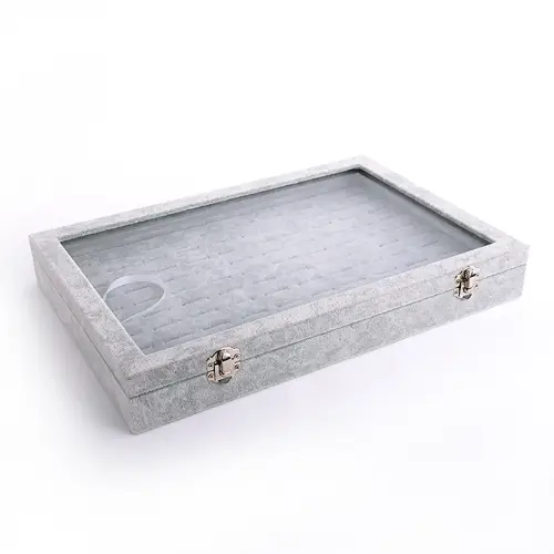 Plateau Coffret Vitré à Encoches pour Bagues 