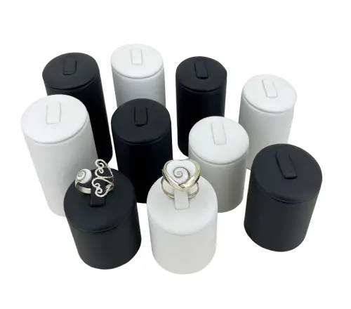 Ensemble de 5 Supports Présentation Bagues en Similicuir 