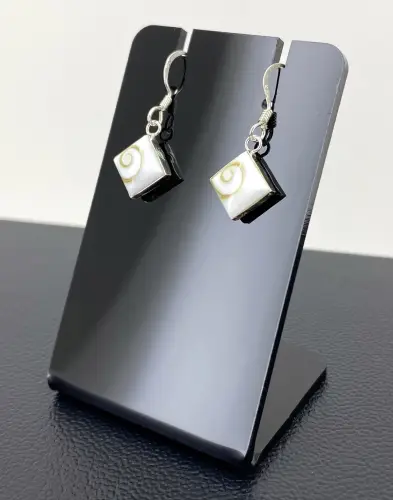 Boucles d'Oreilles Argent Oeil de Sainte Lucie Losange 