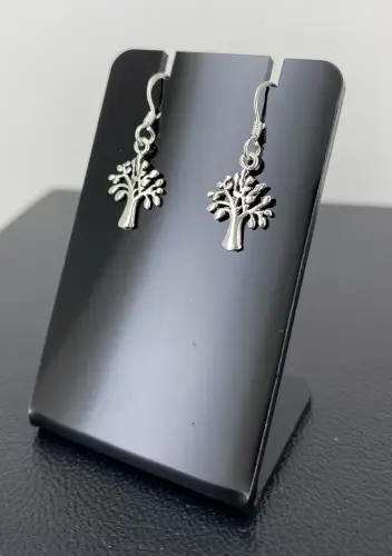 Paire de Boucles d'Oreilles Arbre de Vie en Argent - 14 mm. 
