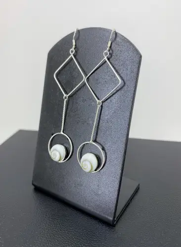 Boucles d'Oreilles Argent Oeil de Sainte Lucie Tige et Anneaux 