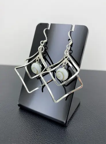 Paire de Boucles d'Oreilles Argent Oeil de Sainte Lucie 