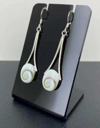 Paire de Boucles d'Oreilles Oeil de Sainte Lucie et Argent 