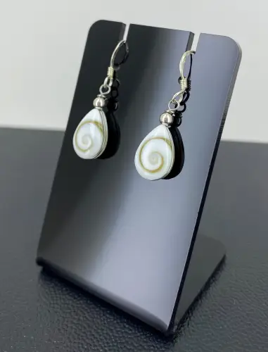Paire de Boucles d'Oreilles Oeil de Sainte Lucie et Argent Gouttes 
