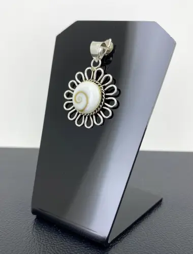 Pendentif Oeil de Sainte Lucie en Argent 925 forme Fleur 