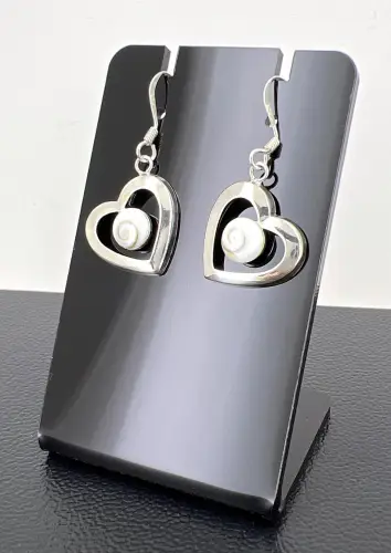 Boucles d'Oreilles Argent Oeil de Sainte Lucie Coeurs 