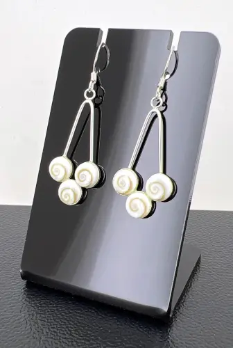 Boucles d'Oreilles Argent Oeil de Sainte Lucie sur Tige. 