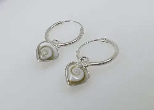 Boucles d'Oreilles Mini Créoles Oeil de Sainte Lucie et Argent 