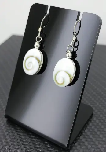 Boucles d'Oreilles Oeil de Sainte Lucie et Argent - Ovales 