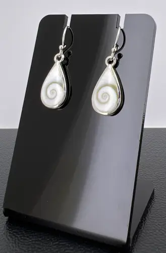 Boucles d'Oreilles Argent et Oeil de Sainte Lucie Simple Goutte 