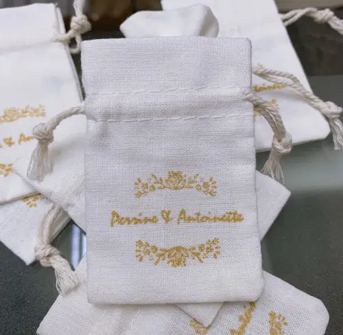 Pochette Coton Naturel 6,5 x 8,5 cm Logo Monochrome 