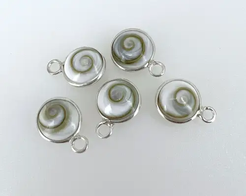 Lot de 5 Yeux de Sainte Lucie et Argent 92.5 à Monter 8 mm. 