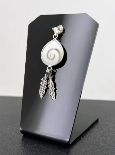 Pendentif Oeil de Sainte Lucie et Argent 92.5 Goutte et Plumes 